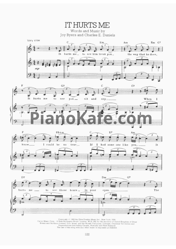 Ноты Elvis Presley - It hurts me - PianoKafe.com