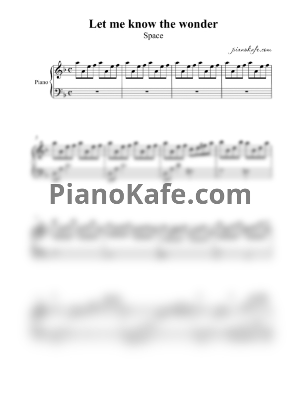 Ноты Space - Let me know the wonder - PianoKafe.com