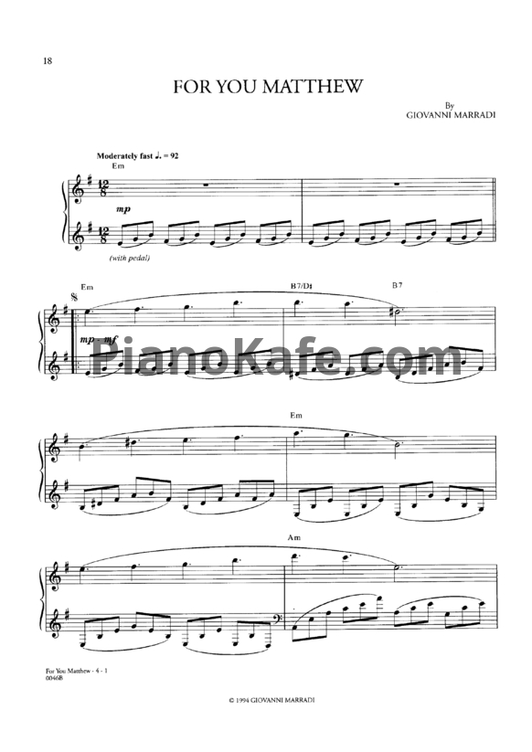 Ноты Giovanni Marradi - For you Matthew - PianoKafe.com