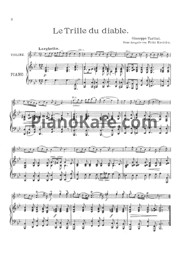 Ноты Дж. Тартини - Дьявольская трель (Дьявольские трели) - PianoKafe.com
