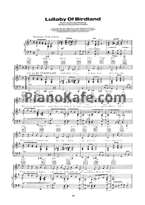 Ноты Ella Fitzgerald - Lullaby of birdland - PianoKafe.com