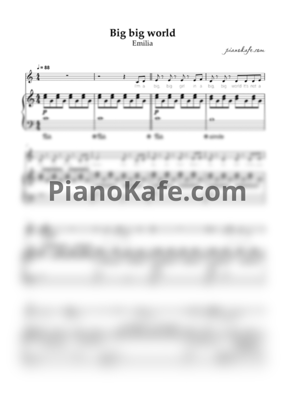 Ноты Emilia - Big big world - PianoKafe.com
