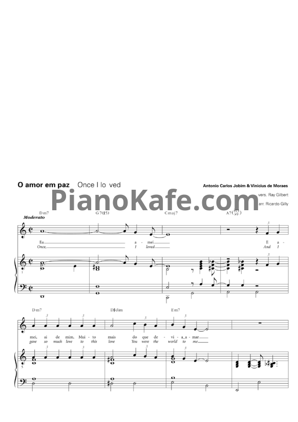 Ноты Antonio Carlos Jobim & Vinicius de Moraes - O amor em paz (Once I loved) - PianoKafe.com