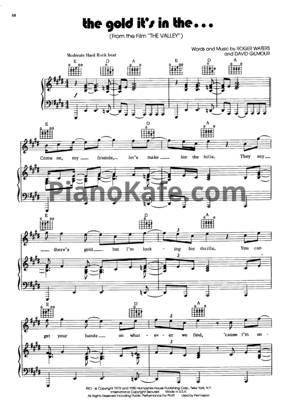 Ноты Pink Floyd - The gold it's on the - PianoKafe.com