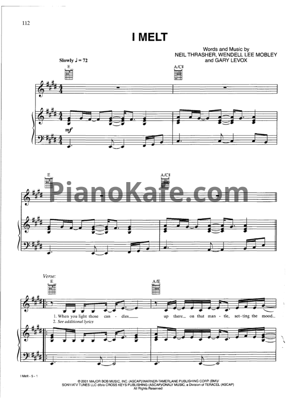 Ноты Rascal Flatts - I melt - PianoKafe.com