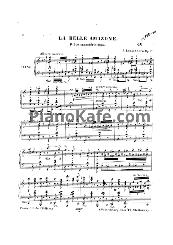 Ноты Альберт Лешгорн - La belle amazone (Соч. 25) - PianoKafe.com