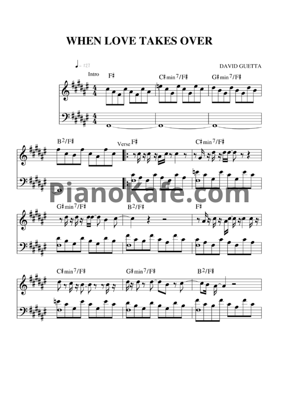 Ноты David Guetta - When love takes over - PianoKafe.com