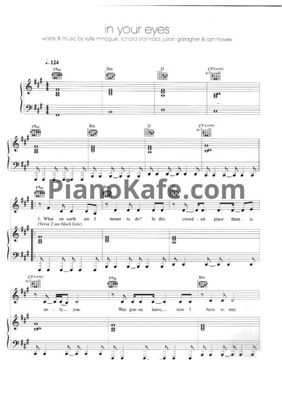 Ноты Kylie Minogue - In your eyes - PianoKafe.com