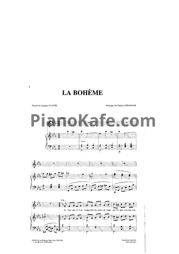 Ноты Charles Aznavour - La boheme - PianoKafe.com