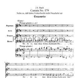 Ноты И. Бах - Кантата №179 "Siehe zu, dab deine gottesfurcht nicht heuchelei sei" (BWV 179) - предпросмотр