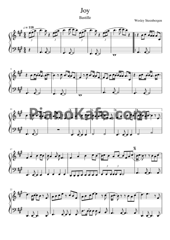 Ноты Bastille - Joy - PianoKafe.com