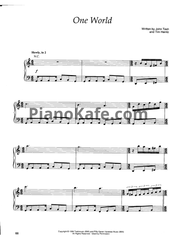 Ноты John Tesh - One world - PianoKafe.com