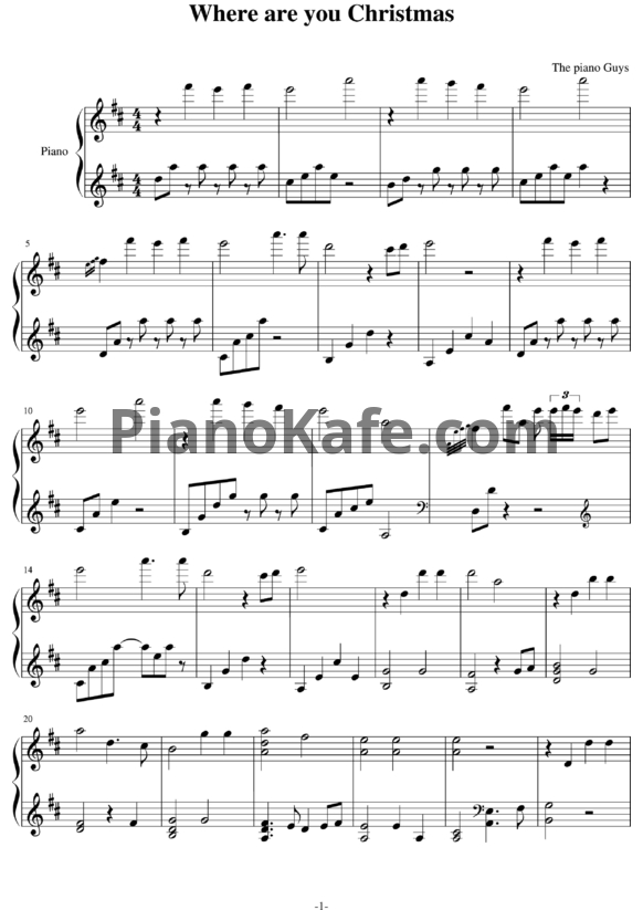Ноты Jon Schmidt - Where are you Christmas - PianoKafe.com