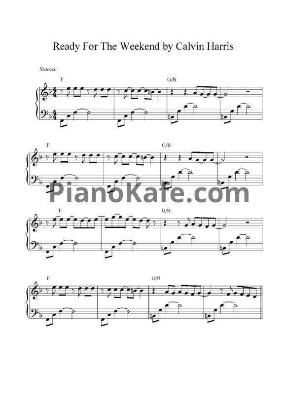 Ноты Calvin Harris - Ready for the Weekend - PianoKafe.com