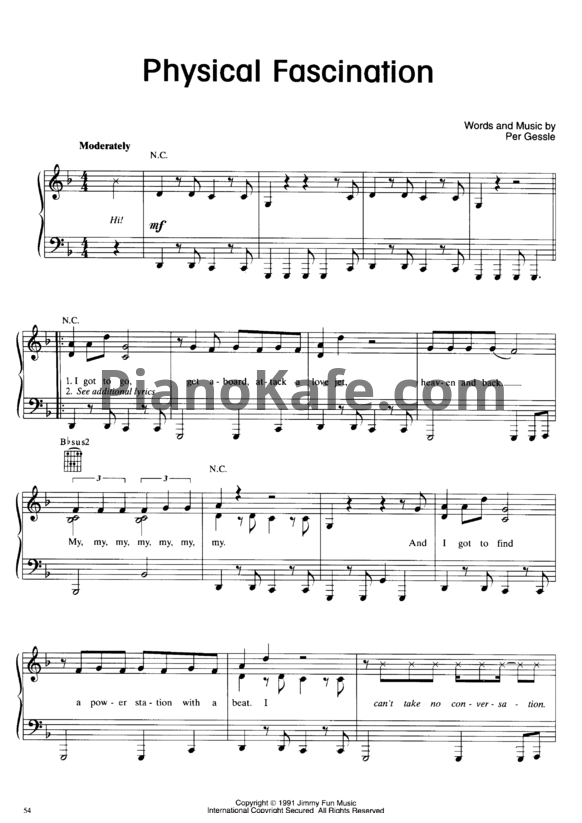 Ноты Roxette - Physical fascination - PianoKafe.com