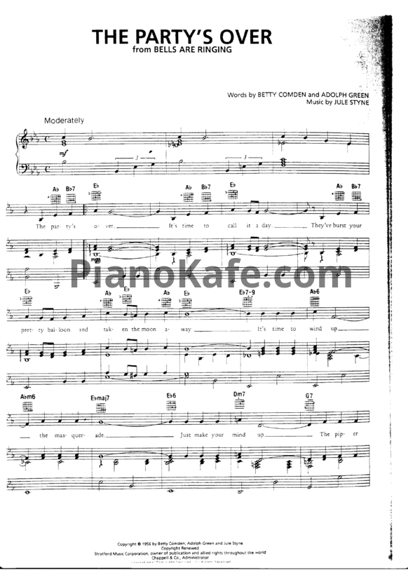 Ноты Jule Styne - The party's over - PianoKafe.com