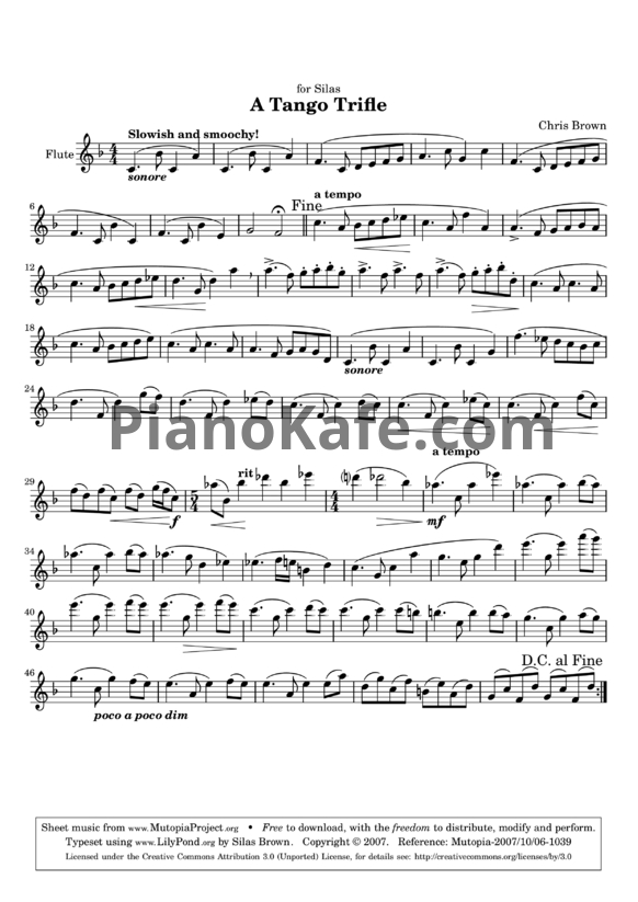 Ноты Chris Brown - A tango trifle - PianoKafe.com