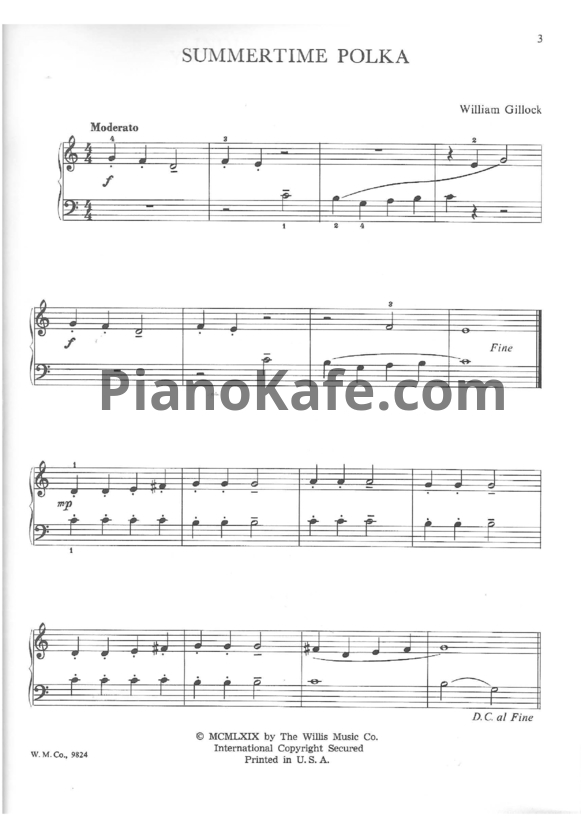 Ноты William Gillock - Summertime polka - PianoKafe.com
