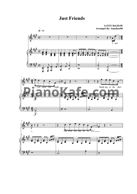 Ноты Gavin Degraw - Just friends - PianoKafe.com