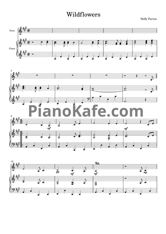 Ноты Dolly Parton - Wildflowers - PianoKafe.com
