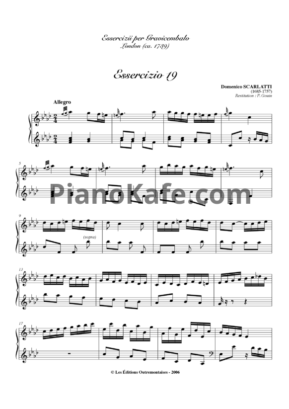 Ноты Д. Скарлатти - Соната K19 - PianoKafe.com