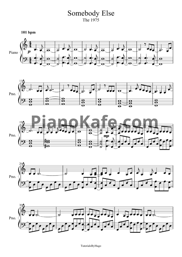 Ноты The 1975 - Somebody else - PianoKafe.com