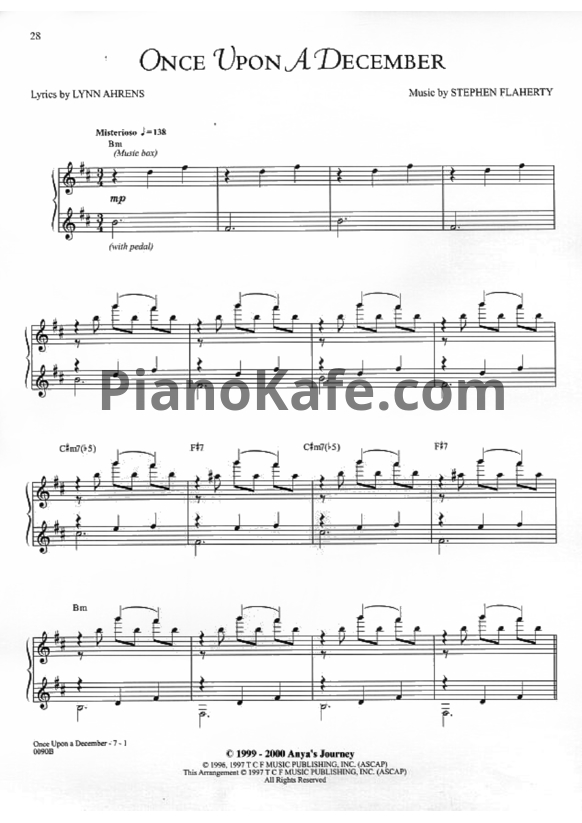 Ноты Stephen Flaherty - Once upon a december - PianoKafe.com