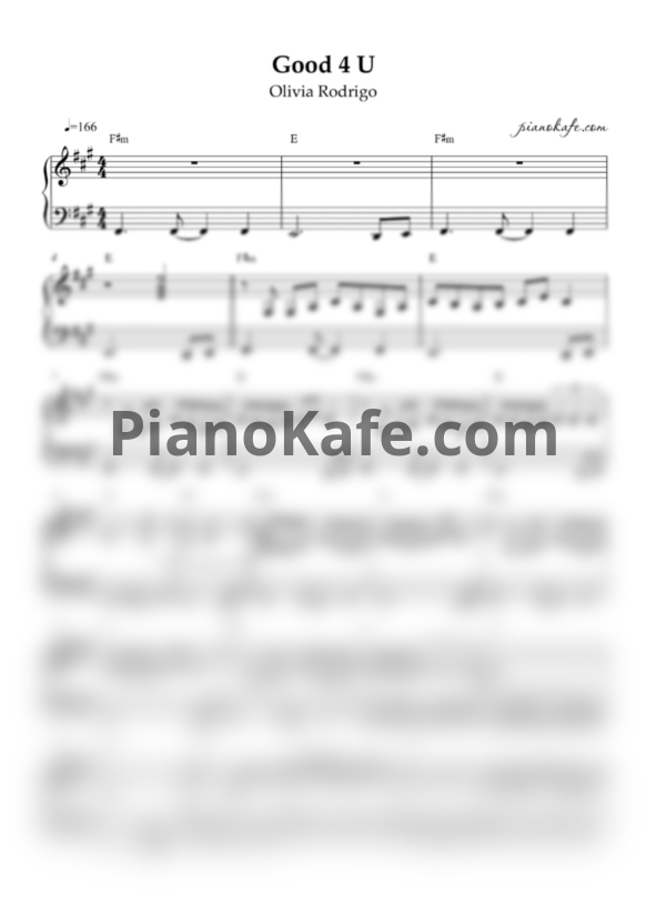 Ноты Olivia Rodrigo - good 4 u (Easy piano) - PianoKafe.com