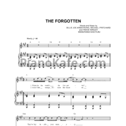 Ноты Green Day - The forgotten - предпросмотр