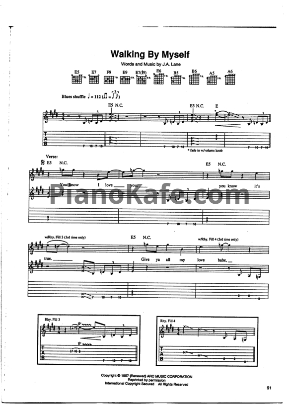 Ноты Gary Moore - Walking by myself (Guitar tabs) - PianoKafe.com