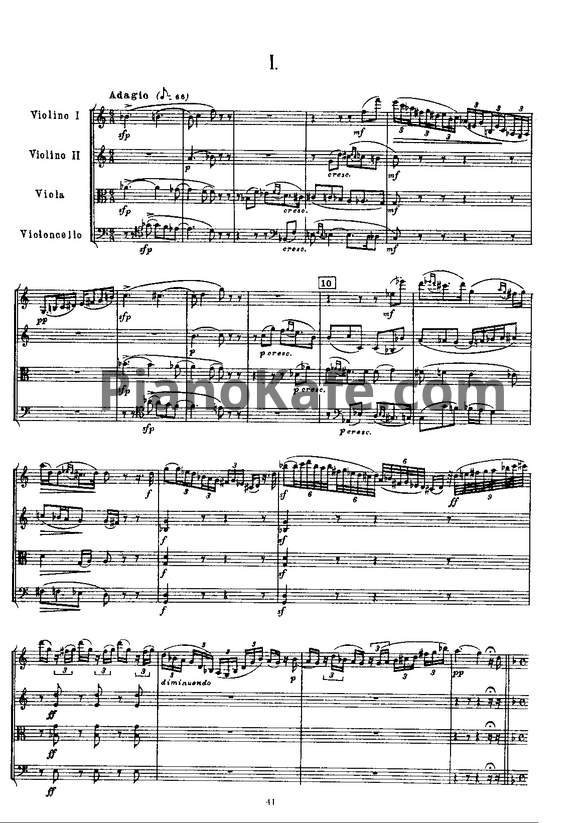 Ноты П. Чайковский - Струнный квартет №2 фа мажор (Партитура, Op. 22) - PianoKafe.com