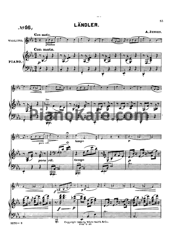 Ноты А. Йенсен - Лендлер для скрипки и фортепиано (Op. 12) - PianoKafe.com