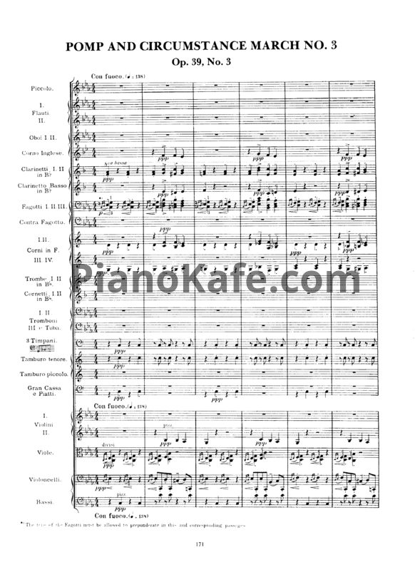 Ноты Эдуард Элгар - Помпезный и церемониальный марши №3 (Op. 39, Партитура) - PianoKafe.com