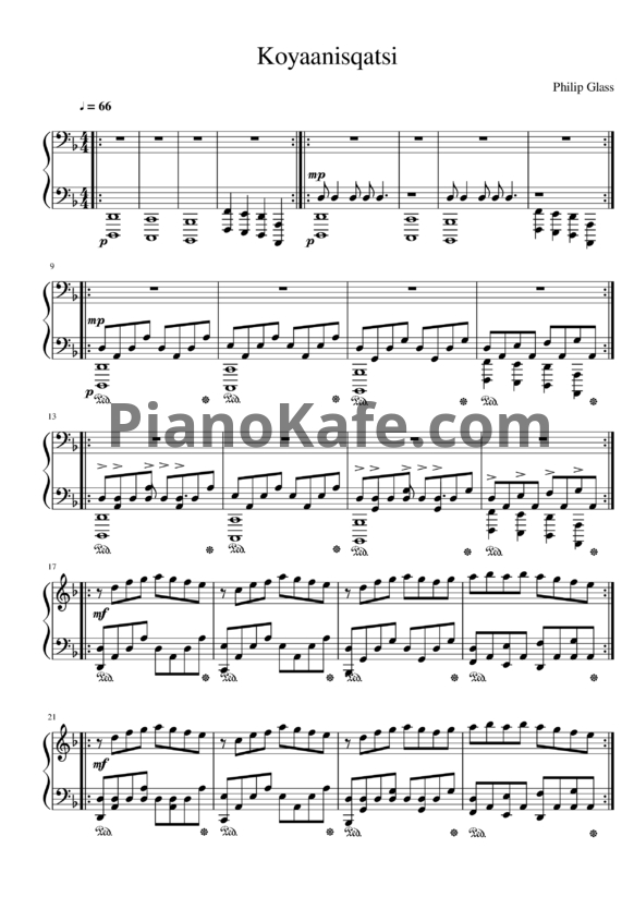 Ноты Philip Glass - Koyaanisqatsi - PianoKafe.com