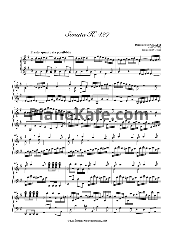 Ноты Д. Скарлатти - Соната K427 - PianoKafe.com