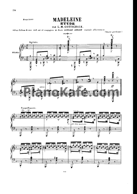 Ноты Луи Моро Готшалк - Madeleine - PianoKafe.com