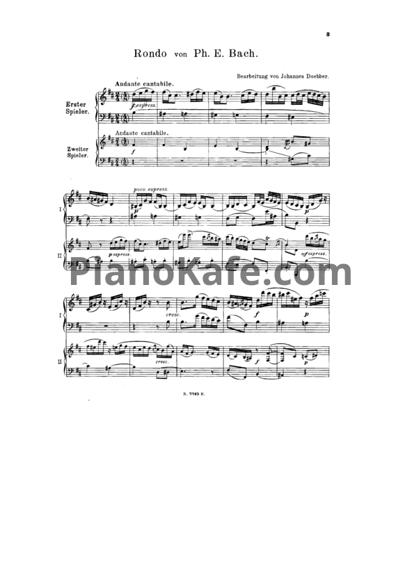 Ноты Philipp Em. Bach - Rondo von Ph. E. Bach (H moll) - PianoKafe.com