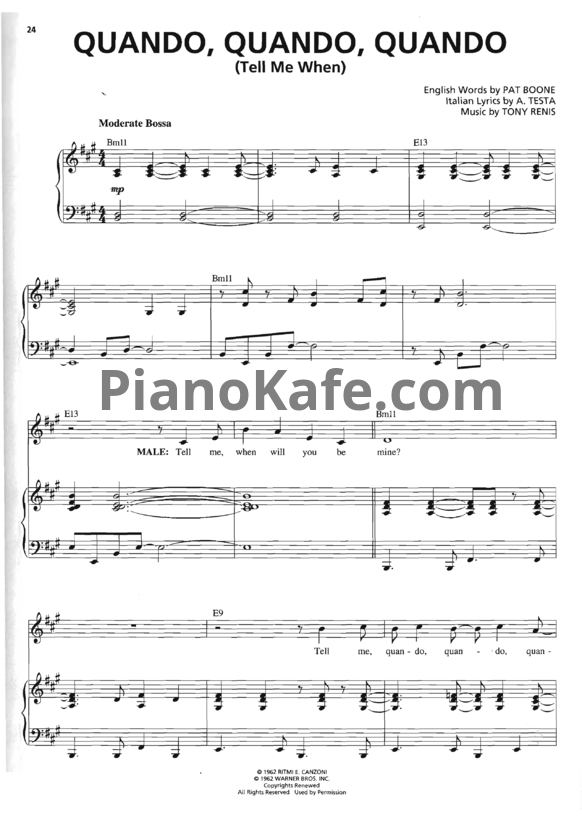 Ноты Michael Buble - Quando, quando, quando (Tell me when) - PianoKafe.com