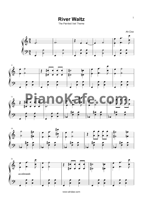 Ноты Alexandre Desplat - River waltz - PianoKafe.com