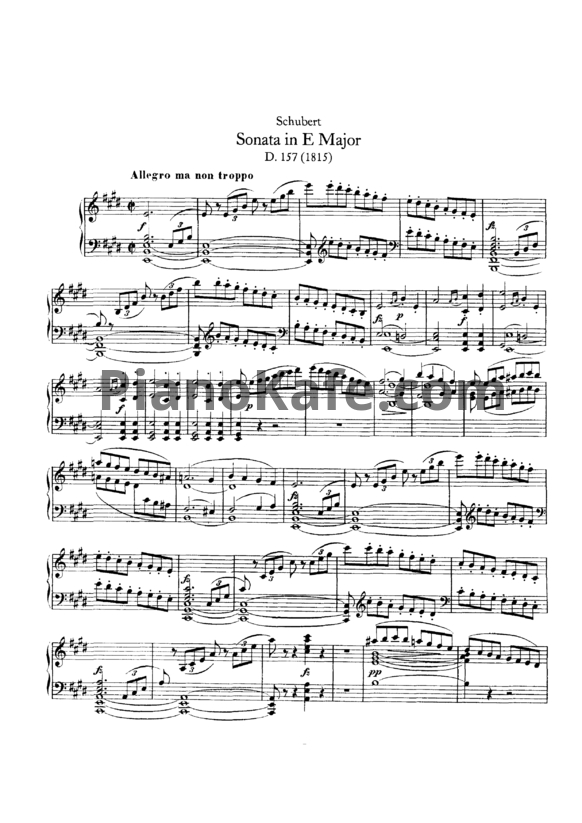 Ноты Франц Шуберт - Соната ми мажор (D. 157) - PianoKafe.com