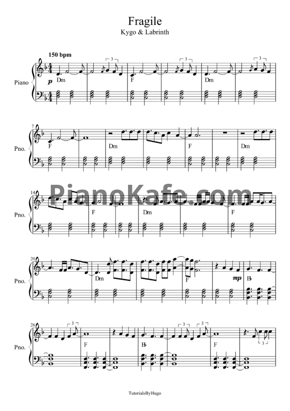 Ноты Kygo & Labrinth - Fragile - PianoKafe.com