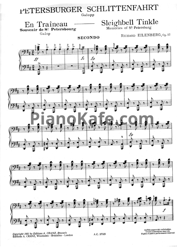 Ноты Р. Эйленберг - Сувенир из Петербурга (Op. 57) для фортепиано в 4 руки - PianoKafe.com