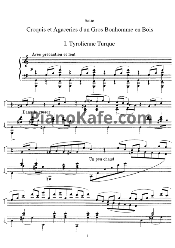 Ноты Erik Satie - Croquis et agaceries d'un gros bonhomme en bois - PianoKafe.com