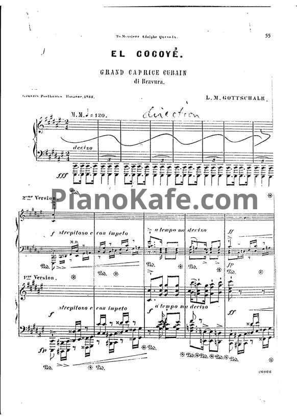 Ноты Луи Моро Готшалк - El cocoyé (Op. 80) - PianoKafe.com