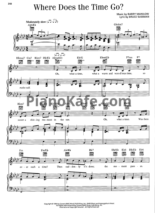 Ноты Barry Manilow - Where does the time go? - PianoKafe.com