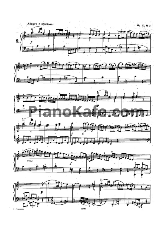 Ноты Муцио Клементи - Соната до мажор (Op. 37, №3) - PianoKafe.com