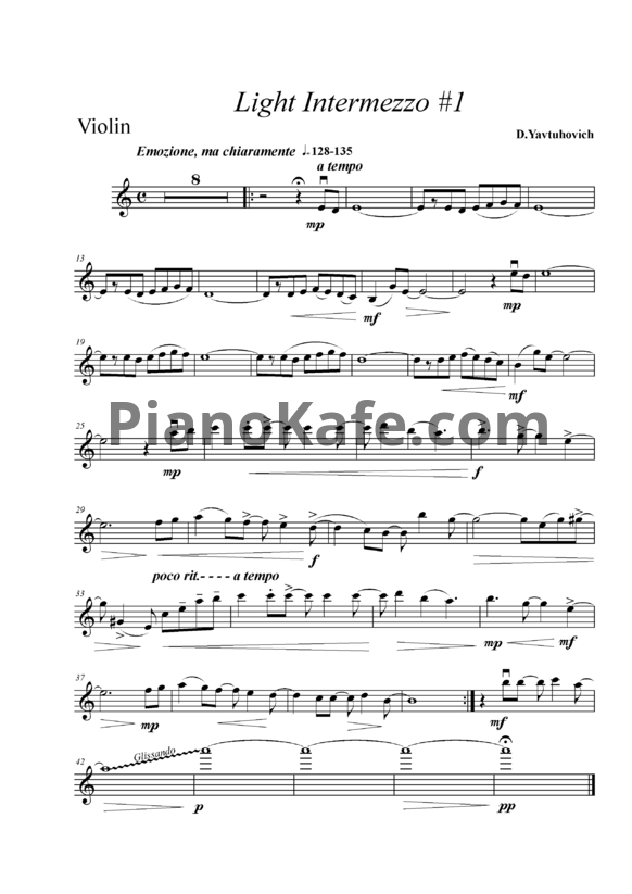 Ноты Дмитрий Явтухович - Интермеццо №1 (Версия 2) - PianoKafe.com