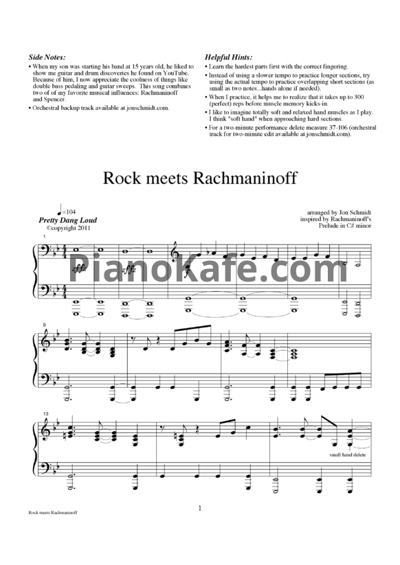 Ноты Jon Schmidt - Rock meets rachmaninoff - PianoKafe.com
