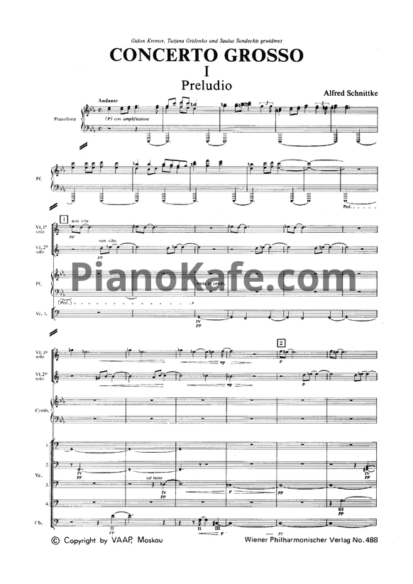 Ноты Альфред Шнитке - Кончерто-гроссо №1 (Op. 119) - PianoKafe.com