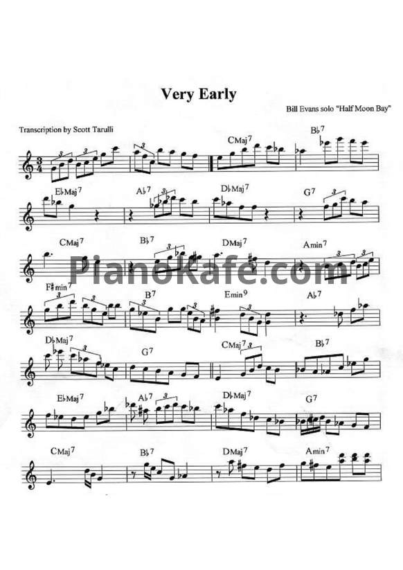 Ноты Bill Evans - Very early - PianoKafe.com